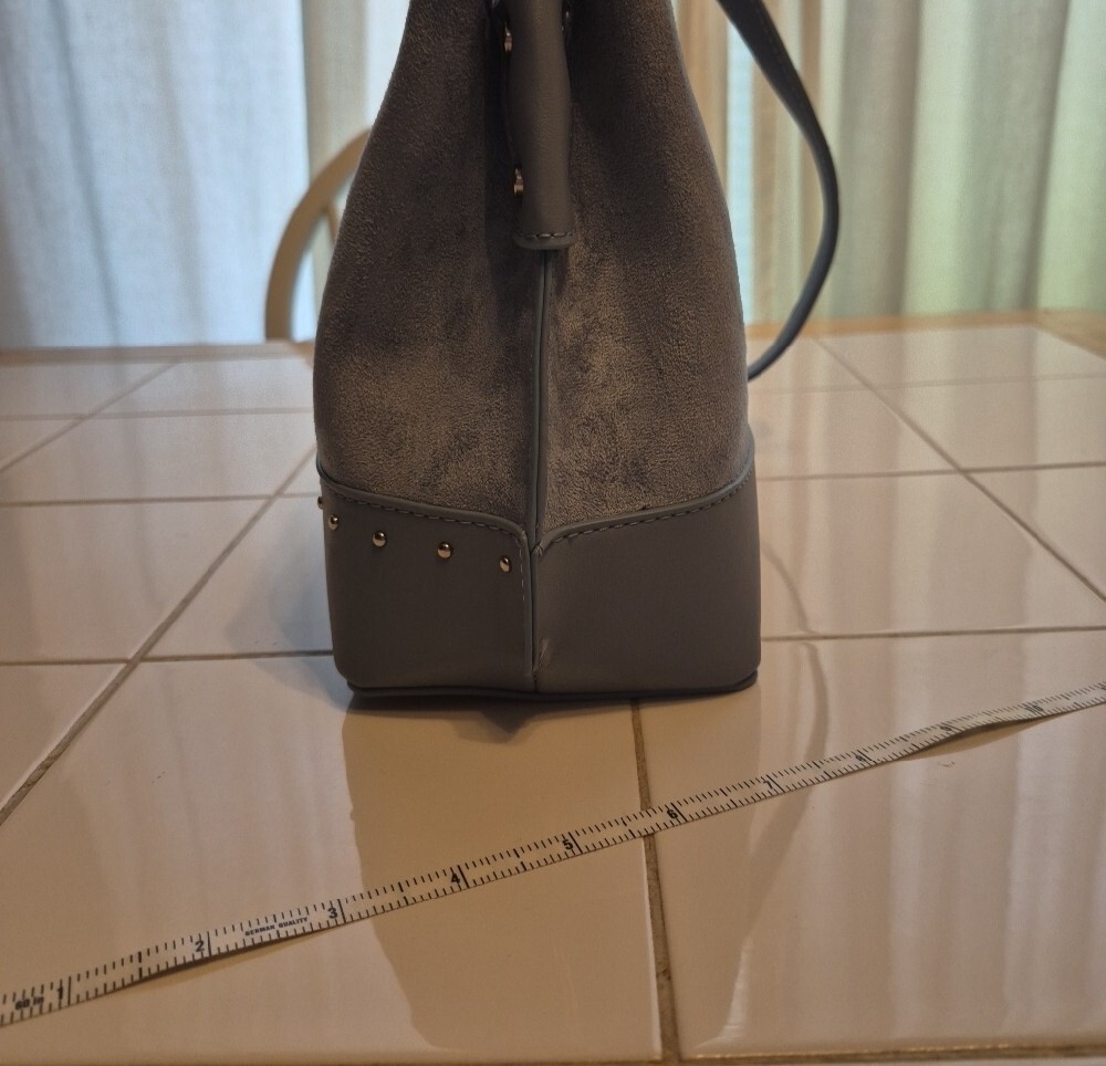 Steve Madden Light Blue/Gray Suede-Trim Crossbody Bag - Picture 3 of 7